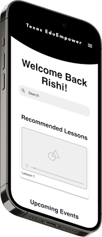 a smartphone with the text welcome back rishi recommended lessons