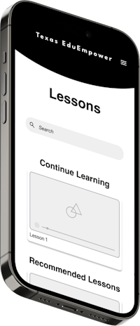 a mobile phone with the words'continue learning lessons' displayed on it
